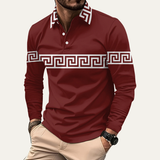 The Canazei Men’s Greek Key Print Casual Lightweight Polo Shirt